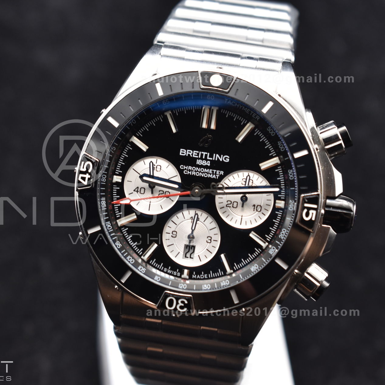 Chronomat B01 44mm SS BLSF 1:1 Best Edition Black Dial on SS Bracelet A7750